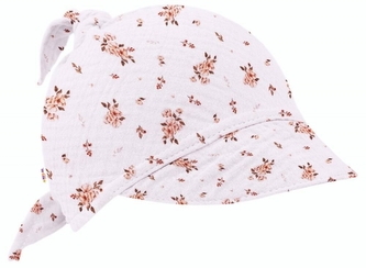 Mušelínový šátek s kšiltem, Flowers - bílý; univerzální