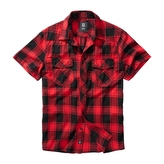 Košile Brandit Checkshirt Halfsleeve - červená-černá, 5XL