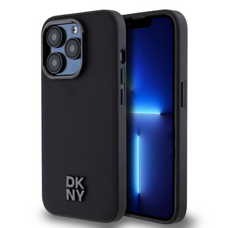 DKNY PU Leather Stack Logo Magsafe kryt iPhone 15 Pro černý