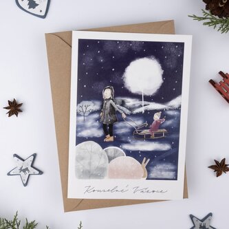 Be Nice vánoční přání Nebeská procházka - modrá