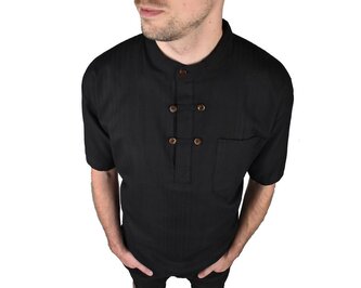 Kurta pánská HAMP, černá, hrubé pruhy, krátký rukáv L