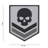 Gumová nášivka 101 Inc Belgium Skull - šedá