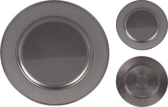 podnos d33cm, STŘÍBNÝ, plast