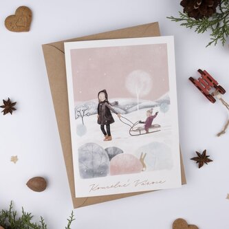 Be Nice vánoční přání Nebeská procházka - růžové