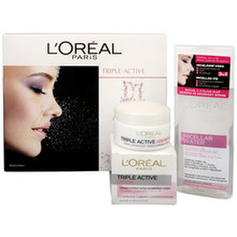 L´Oréal Paris Triple Active denní pleťový krém 50 ml + micelární voda Micellar Water 3in1 Sensitive Skin 200 ml