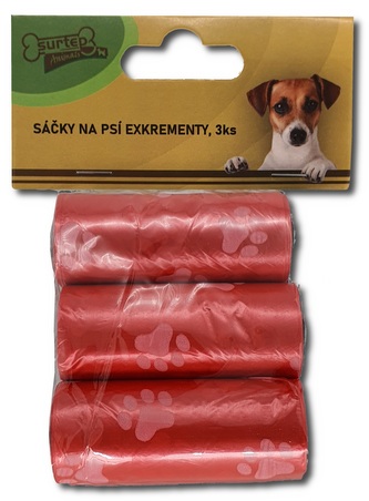 Sáčky na psí exkrementy s potiskem 3 ks  Červená