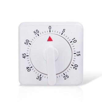 minutník 7x7x5cm, hran., mechan., plast