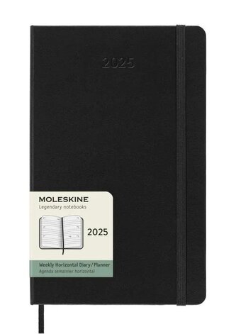 Moleskine Horizontální týdenní diář 2025 tvrdý černý L