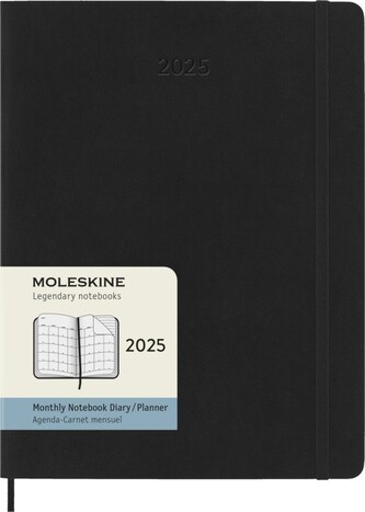Moleskine Měsíční diář 2025 černý XL, měkký