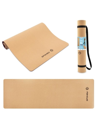 Spokey - SAVASANA jóga podložka korková 183cm x 61cm x 4mm - hnědá