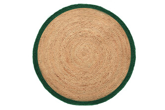 Jutový kulatý koberec BOHO 53141-2 zelená lemovka O 100 cm Mybesthome