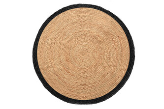 Jutový kulatý koberec BOHO 53141-1 černá lemovka O 100 cm Mybesthome