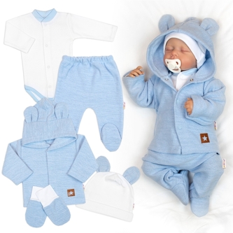 Pletená sada oblečení pro miminko, Star 5D - modrá, vel. 62; 62 (2-3m)