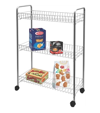 Regál drát 3 koše 59x26x78cm kolečka  BIG STORE 3