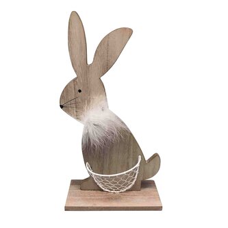 DŘEVĚNÁ FIGURKA ZAJÍCE S KOŠÍČKEM 16X7X30CM