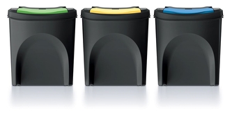 Koš odpadkový tříděný odpad 3x25L  SORTIBOX recyklovaný černý