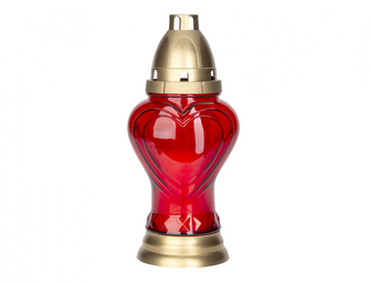 Lampa hřbitovní DEKOR SRDCE skleněná 115g 11x23cm