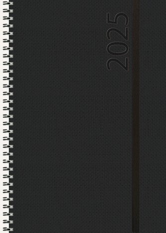 Buchkalender Wochentimer Spirale schwarz 2025