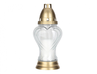 Lampa hřbitovní DEKOR SRDCE skleněná 115g 11x23cm