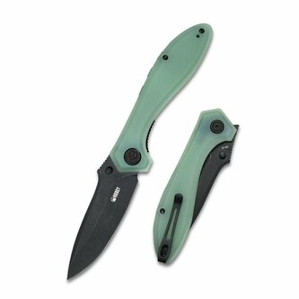 Kubey KU314C Ruckus Jade Black vreckový nôž 8,4 cm, čierna, bledozelená, G10, spona