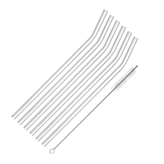 WESTMARK Slámky zahnuté, skleněné GLAS KNICK 200 mm s čisticím kartáčkem, 6 ks