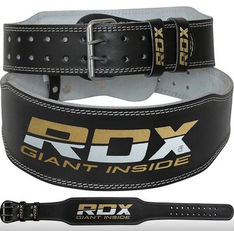 RDX BELT 4" LEATHER BLACK GOLD vzpieračský opasok veľkosť S čierna/zlatá