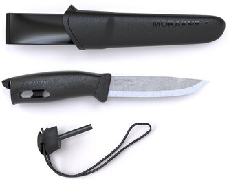 Morakniv 13567 Companion Spark Black vonkajší nôž 10,4 cm, čierna, TPE, puzdro, s kresadlom