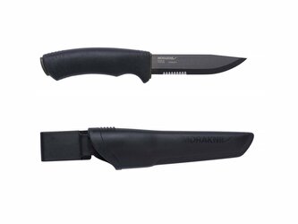 Morakniv 12491 Bushcraft Black SRT nôž do prírody 10,9 cm, celočierna, plast/guma, plastové puzdro