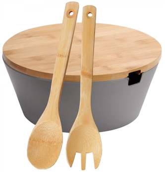KESPER Plastová miska na ovoce a saláty s bambusovým víkem, průměr 26 cm, výška 11 cm