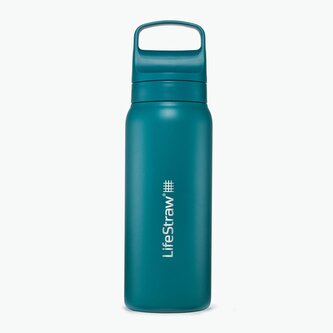 LGV41STLWW Lifestraw Go 2.0 Stainless Steel Water Filter Bottle 1L Laguna Teal