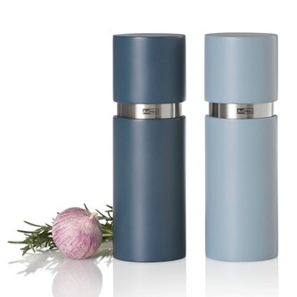 AdHoc MP430 Súprava mlynčekov na korenie a soľ TEXTURA 15 cm - tmavo a svetlo modrý