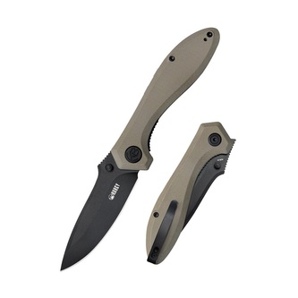 Kubey KU314K Ruckus Tan Black vreckový nôž 8,4 cm, čierna, hnedá, G10, spona