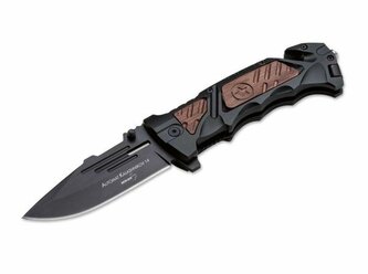 Böker Plus 01KAL14 AK-14 taktický nôž 9,3 cm, čierna, hliník, drevo, puzdro nylon