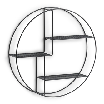 ZELLER Nástěnná polička kulatá černá průměr 55cm, hloubka 12cm