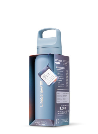 LGV42SBLWW Lifestraw Go 2.0 Stainless Steel Water Filter Bottle 24oz Icelandic Blue