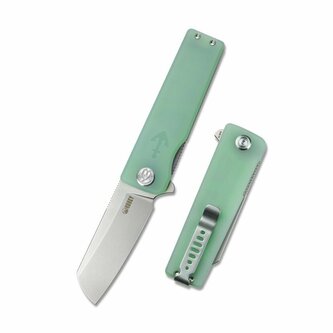 Kubey KU317E Sailor Jade vreckový nôž 7,9 cm, bledozelená, G10, spona