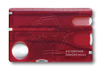 0.7240.T Victorinox SwissCard Nailcare Red translucent imitácia platobnej karty, 13 funkcií, červená