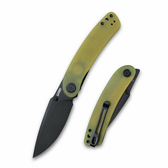 Kubey KU344F Momentum Translucent Yellow vreckový nôž 8,7 cm, čierna, priesvitná žltá, G10, spona