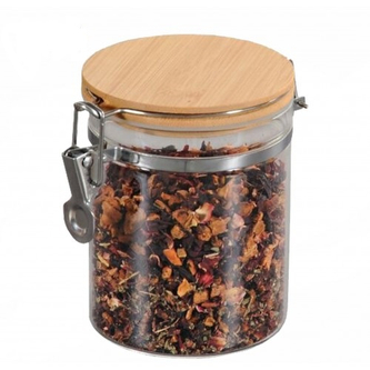 Kesper, Skleněná dóza s bambusovým víkem a kovovým uzávěrem, 900 ml.