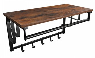 DOCHTMANN, Nástěnná police s posuvnými háčky a konzolí 66 x 30 cm