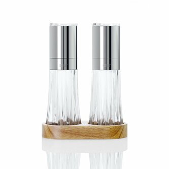 AdHoc ME402 Súprava mlynčekov na korenie a soľ CRYSTAL s podstavcom, 2ks