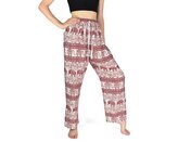 Kalhoty jóga KANDA, krémové, sloni, červený potisk L