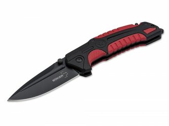 Böker Plus 01BO320 Savior 1 záchranársky nôž 8,4 cm, čierno-červená, plast, guma, puzdro nylon