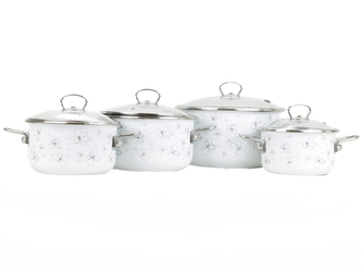 BELIS Sada smaltovaného nádobí PREMIUM bílý 4-dílná