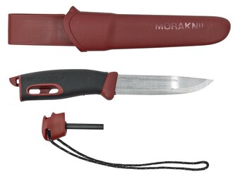 Morakniv 13571 Companion Spark Red vonkajší nôž 10,4 cm, čierno-červená, TPE, plastové puzdro