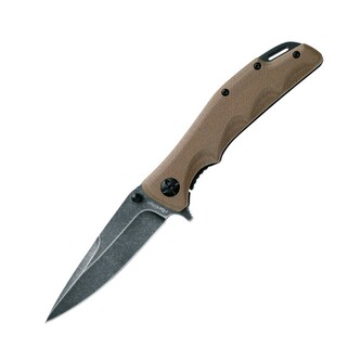 FOX knives FE-025 EDGE MANDATORY FUN vreckový nôž 9,3 cm, Stonewash, hnedá, Micarta