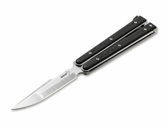 Böker Plus 06EX004 BALISONG TACTICAL SMALL malý taktický motýlikový nôž 8,8 cm, čierna, G10