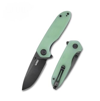 Kubey KU342B Belus Jade vreckový nôž 7,5 cm, čierna, bledozelená, G10, spona