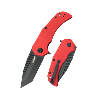 Kubey KU318B Bravo One Tanto vreckový outdoorový nôž 8,6 cm, Blackwash, červená, G10