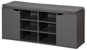 KESPER Botník se sedákem a úložnými boxy, šedý, 103 x 48 x 30,5 cm